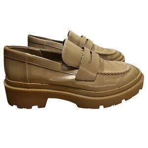 Zara Platform Chunky Loafers Size 37 Tan Mushroom Neutral Academia Preppy Work